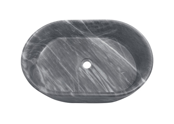 English Elm Carrara Gray Marble Vessel Sink – Semi-Polished Natural Stone, Elegant Design For Luxe Bathrooms W1696P333274