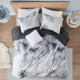 Intelligent Design Cassiopeia Modern/Contemporary Watercolor Tie Dye Printed Duvet Cover Set with Throw Pillow ID12-2389 Charcoal