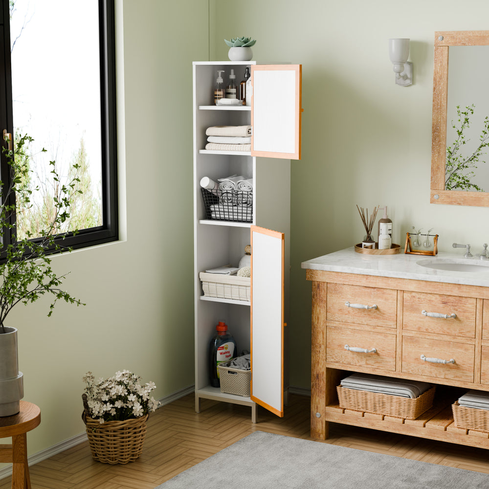 English Elm Bathroom Tall Storage Cabinet With Bamboo Doors - Space-Saving, Stylish, And Moisture-Resistant Design W2992P233445