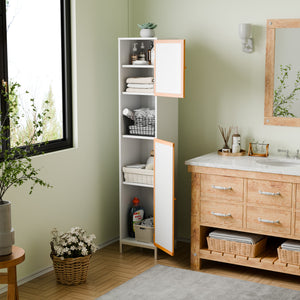 English Elm Bathroom Tall Storage Cabinet With Bamboo Doors - Space-Saving, Stylish, And Moisture-Resistant Design W2992P233445