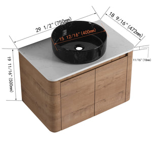 English Elm 30'' Wall-Mounted Bathroom Vanity With Ceramic Sink, Soft-Close Doors & Sleek Modern Design W999S00391