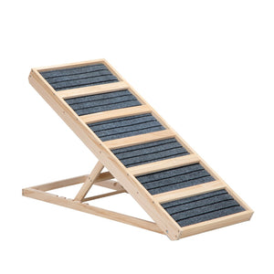 English Elm 39" Folding Pinewood Pet Ramp with Non-slip Surface and Adjustable Height for Dogs W2181P357575