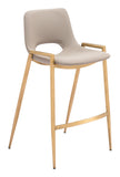 Desi Counter Stool - Set of 2 Beige & Gold 109733 Zuo Modern