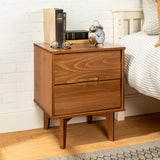 English Elm Walker Edison - Mid-Century Modern 2-Drawer Solid Wood Nighstand With Cutout Handles - Caramel