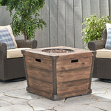 Christopher Knight Home® Noble House Outdoor Patio 24'' H X 32'' W Square Gas Burning Concrete Fire Pit Wood Pattern - Brown - 40,000 Btu