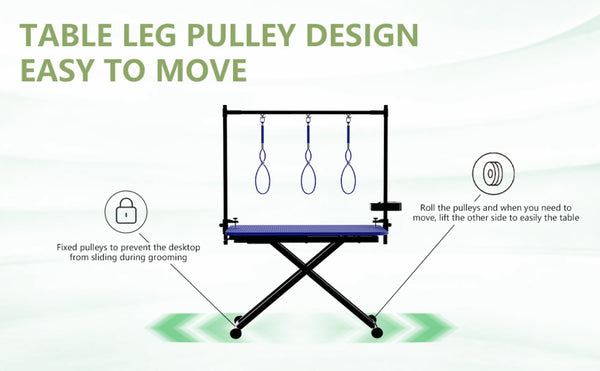 English Elm 47'' Foldable Dog Grooming Table X-lift Adjustable Height Station with Arm Noose Organizer W3587P358751
