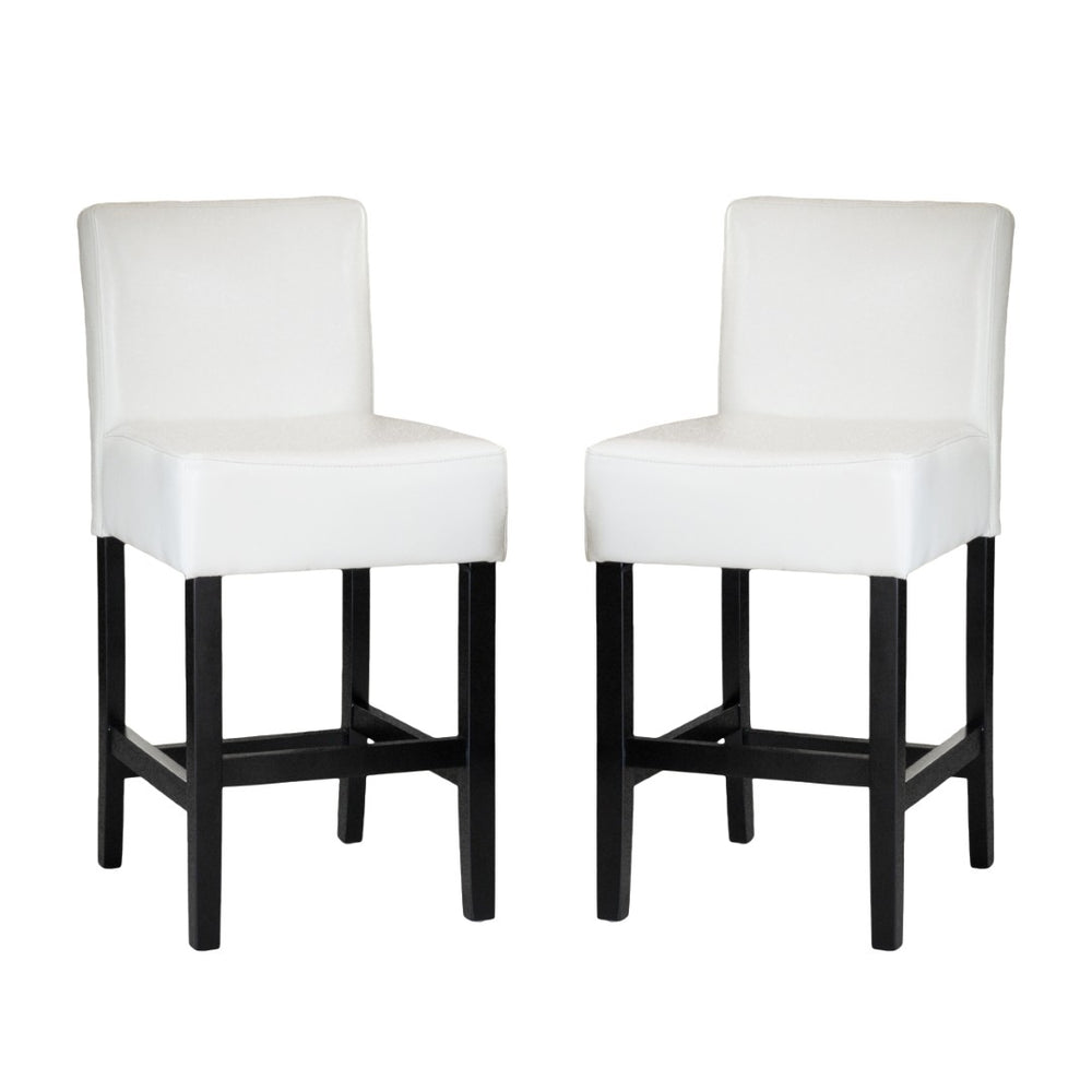 English Elm Zuma Ivory Bonded Leather Counter Stools Set of Two for Kitchen Islands N769P368553W