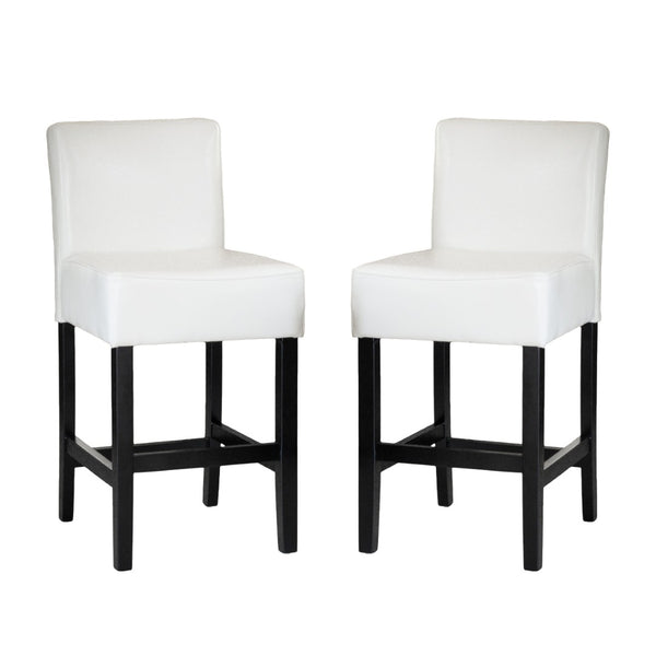 English Elm Zuma Ivory Bonded Leather Counter Stools Set of Two for Kitchen Islands N769P368553W