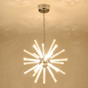 English Elm 24-light Bubble Glass Pillar Chandelier Silver Sculptural Pendant for Dining Entryway W5008P391472
