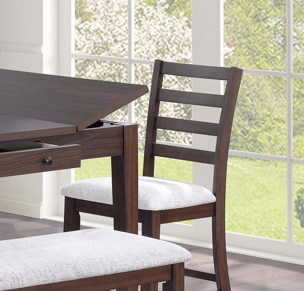 English Elm Contemporary 6Pc Counter Height Dining Set With Lift-Top Table, Storage Bench & Ladder-Back Chairs B011S01894