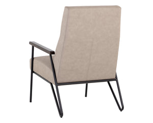 Sunpan Coelho Lounge Chair - Stylish Mid-Century Comfort with Vertical Tufting and Black Steel Base Bounce Stone