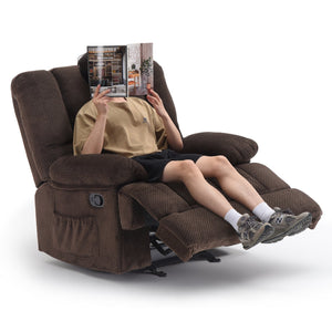 English Elm Oversized Rocking Rocker Recliner Chair with Ergonomic Support, Tool-Free 5-Minute Assembly Comfort Chocolate T3623P380999