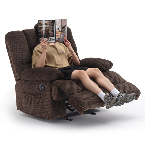 English Elm Oversized Rocking Rocker Recliner Chair with Ergonomic Support, Tool-Free 5-Minute Assembly Comfort Chocolate T3623P380999