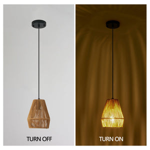 English Elm 7" Rustic Hemp Rope Pendant Light Set of 3 - Handcrafted Farmhouse Ceiling Lamps, Adjustable Height, Natural Woven Iron Fixture for Kitchen Island, Dining Room, Living Room W2312P368682