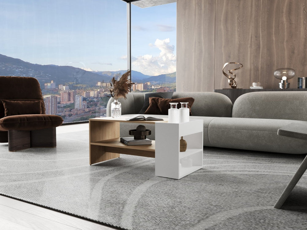 English Elm Corsica Two-tone Coffee Table with Open Shelf for Modern Living Room Decor B092P474478