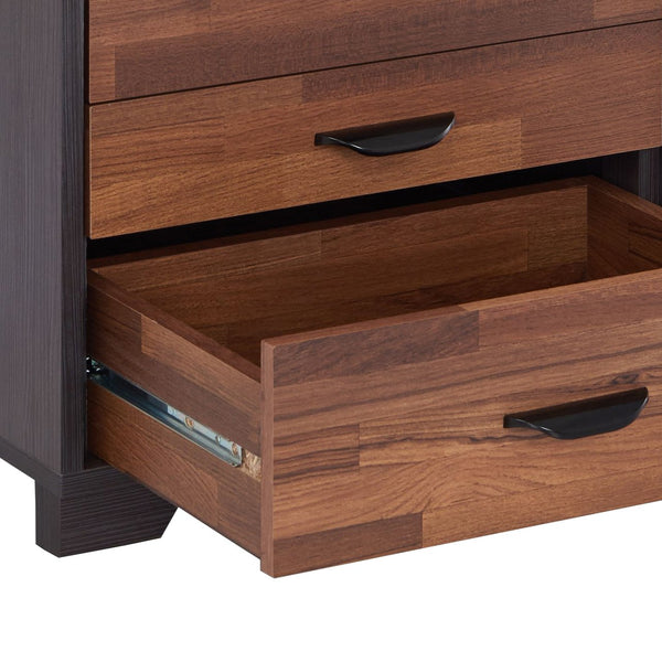 English Elm Eloy Walnut & Espresso Finish Accent Table with 3 Spacious Drawers, Sleek Storage and Durable Build B2726P271346