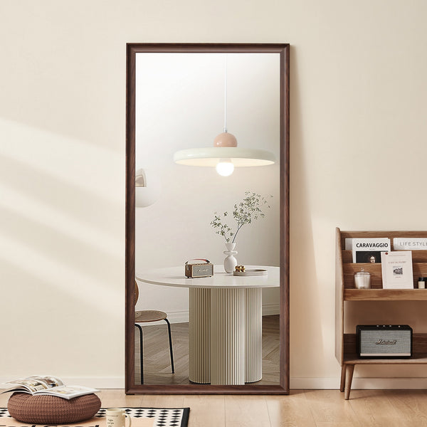 English Elm 70*32 Full-Body Floor Mirror with Faux Wood Frame, Anti-Oxidation Durable Design for Home & Retail W2709P329048