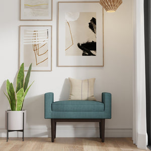 English Elm Scott - Contemporary Smoky Teal Ottoman Bench For Versatile Seating & Stylish Home Accent Decor B136P159256-GIGA