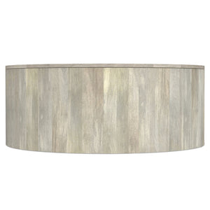 English Elm Millbury Solid Mango Wood Round Coffee Table Rustic Drum Design for Living Room White B136P429081