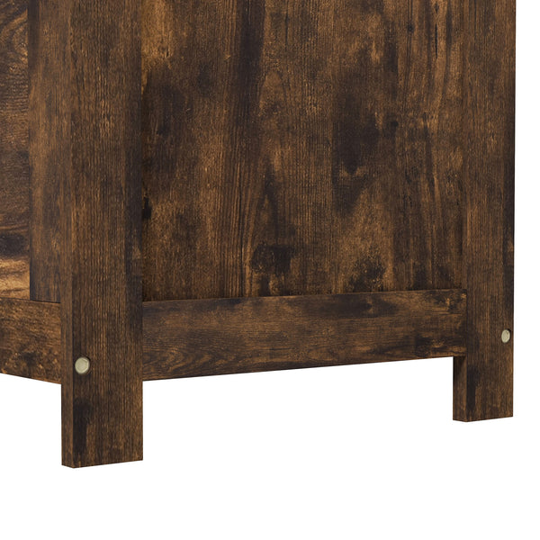 English Elm HOMCOM Rustic Brown Storage Chest Bench 29.9" with Safety Hinges, 264 lb Seat, Hidden 88 lb Bin W2225P173957