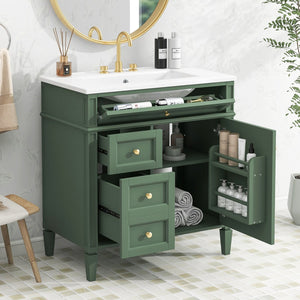 English Elm 30'' Modern Bathroom Vanity With Ceramic Sink, Ample Storage & Soft-Close Drawers For Elegance N710P206904F