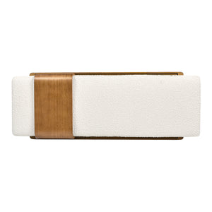 English Elm Jennifer Taylor Home - Billie Sustainable 52" Modern Telephone Bench with Sliding Shelf, Ivory Boucle Seat, Solid Rubberwood B2719P238470