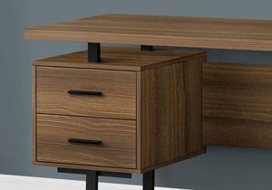 English Elm Computer Desk - Contemporary Walnut-Laminate Design, Reversible Setup, Ample Storage & Sturdy Base B2710P219859