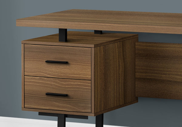 English Elm Computer Desk - Contemporary Walnut-Laminate Design, Reversible Setup, Ample Storage & Sturdy Base B2710P219859