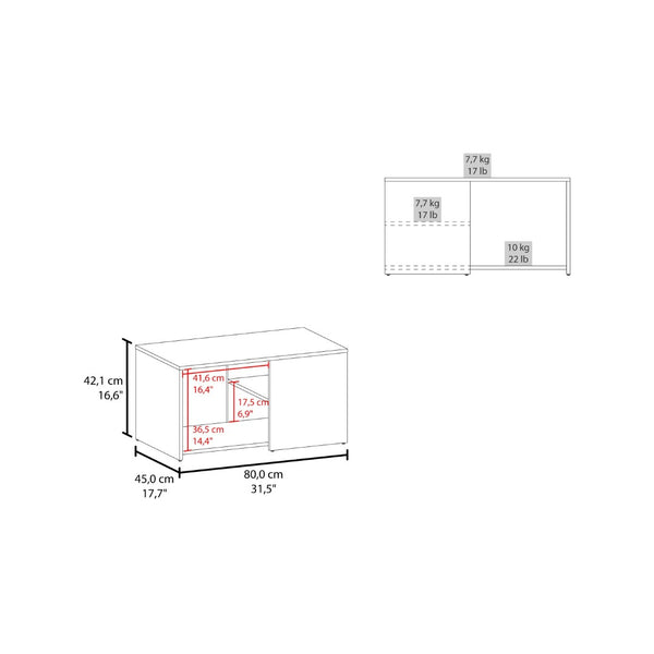 English Elm White Modern Coffee Table With Open Storage, Natural Oak Accents & Stylish Conical Legs Design B062P290221-GIGA
