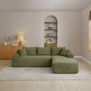English Elm 105'' Modular Cloud Sectional Sofa Deep Seat Corduroy Upholstered L-shape Living Room W1117S00330