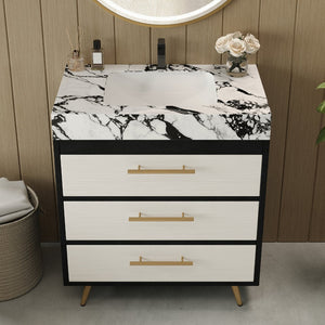 English Elm Modern Freestanding Bathroom Vanity with Sintered Stone Top and Golden Steel Legs W3136S00050