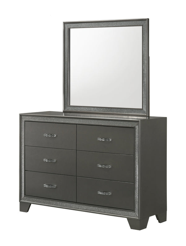 English Elm Contemporary Sparkling Accent Five-Drawer Chest with Sleek Dark Brown Finish, Stylish Bedroom Storage Dark Gray 60.63 L x 19.57 W x 37.01 H B2741P345259