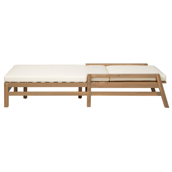 English Elm Trexm Solid Acacia Wood Outdoor Reclining Lounge Chair Set of 2 with Cushions Light Teak TM000033AAD