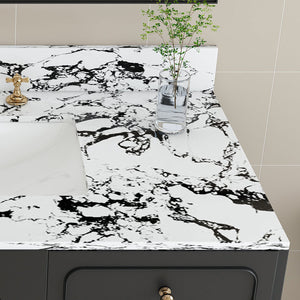 English Elm 43"X22" Bathroom Vanity Top With Undermount Sink & Backsplash - Panda White Artificial Marble Elegance W509P362108