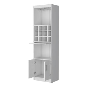 English Elm White Bar Cabinet With Ample Wine Storage And Chic Design For Space-Saving Home Entertaining Solutions B062P193654-GIGA