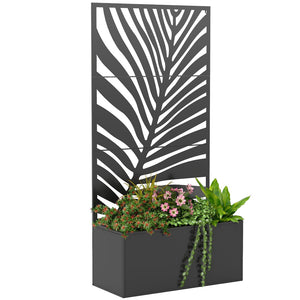 English Elm Outsunny Galvanized Steel Raised Planter with Built-in Trellis for Vertical Garden Growth W2225P485568