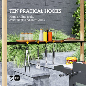 English Elm Ventilated Grill Gazebo with Dual Vented Canopy Side Awning Shelves and Steel Frame T3971P426141