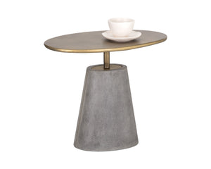 Sunpan Kadin Side Table – Bold Concrete Base with Elegant Brass Top for Stylish Indoor & Outdoor Spaces Grey