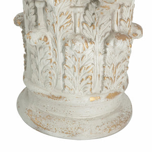 English Elm 14x14x17.5" Ornate Column Pedestal with Scrollwork Gold Accents French Country Decor W2078P484427