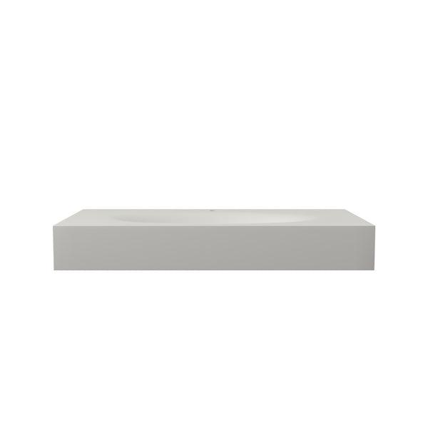 English Elm 42'' Solid Surface Pedestal Basin Matte White Waterfall Edge Sculptural Bathroom Sink T3785P491210