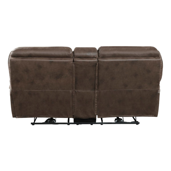 English Elm Plush Power Reclining Sofa Set Microfiber Upholstered Loveseat with Usb Charging Console Brown B011S01279