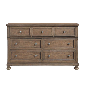 English Elm Transitional 7-Drawer Dresser with Felt Jewelry Tray, Dovetail Drawers & Pewter Knobs, Fully Assembled Antique brown 68 L x 21 W x 41.5 H B011P374531