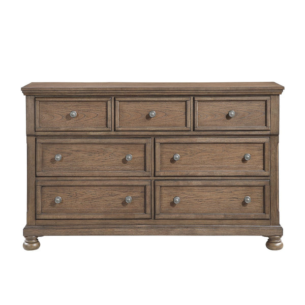 English Elm Transitional 7-Drawer Dresser with Felt Jewelry Tray, Dovetail Drawers & Pewter Knobs, Fully Assembled Antique brown 68 L x 21 W x 41.5 H B011P374531