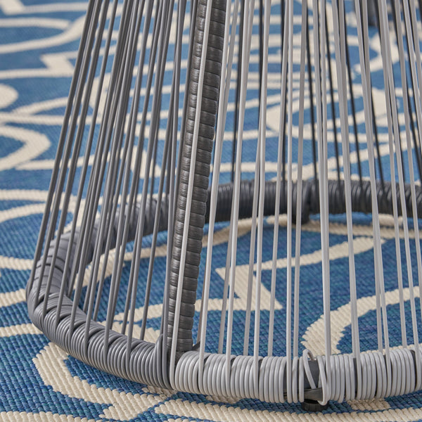 English Elm Christopher Knight Home® - MILAN Gray Side Table with Tempered Glass Top, Handcrafted Polyethylene Rattan & Steel Frame, 18" Tall 62331.00TGRY