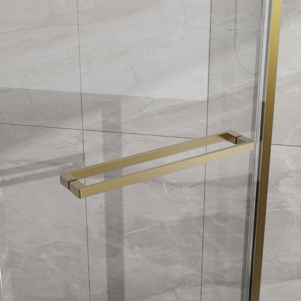 English Elm Goodyo Neo-angle Corner Shower Enclosure Tempered Glass Gold Stainless Frame D163147164