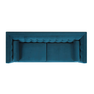 English Elm Jennifer Taylor Home - Jack 84" Modern Tuxedo Tufted Sofa in Plush Velvet with Shelter Arms, Reversible Cushions, Pillows Blue B2719P238406