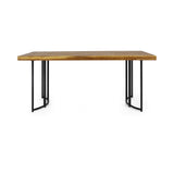 Christopher Knight Home® - Noble House - Noah Outdoor Modern Industrial Acacia Wood Dining Table, Teak and Black