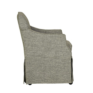 English Elm Upholstered Skirted Arm Chair with Hidden Casters Padded Seat for Dining Rooms B035P341172
