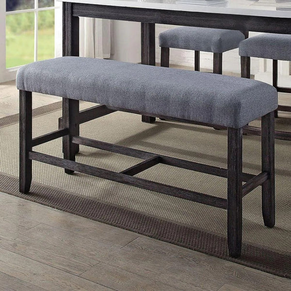 English Elm 1pc Counter Height Bench Espresso Upholstered Padded Seat 48"W x 14"D x 25"H Wood Frame Durable Footrest Support B2741P328579