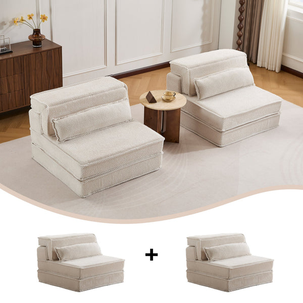 English Elm Compression Modular Floor Sofa Bed - Versatile Diy 2-Seater With Soft Fleece, No Assembly Required! W3723S00047